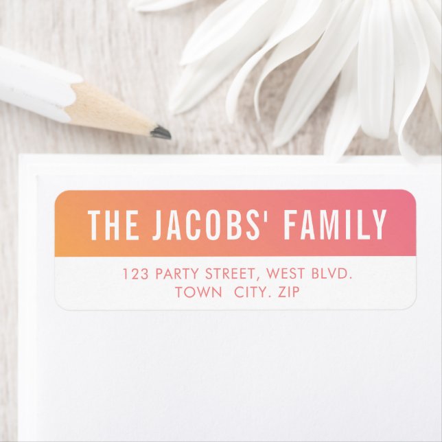 Étiquette SMART élégant moderne sombre dégradé jaune rose (En situation)