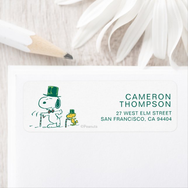 Étiquette Snoopy Top Chapeau Pepperment Candy (En situation)