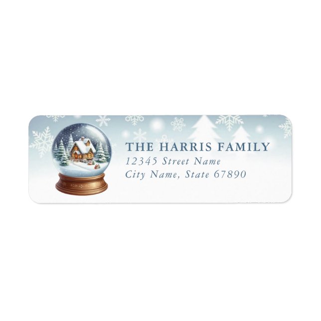 Étiquette Snow Globe Return Address Labels (Devant)