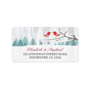 Étiquette Snow Wonderland Birds Deer Winter Wedding Adresse