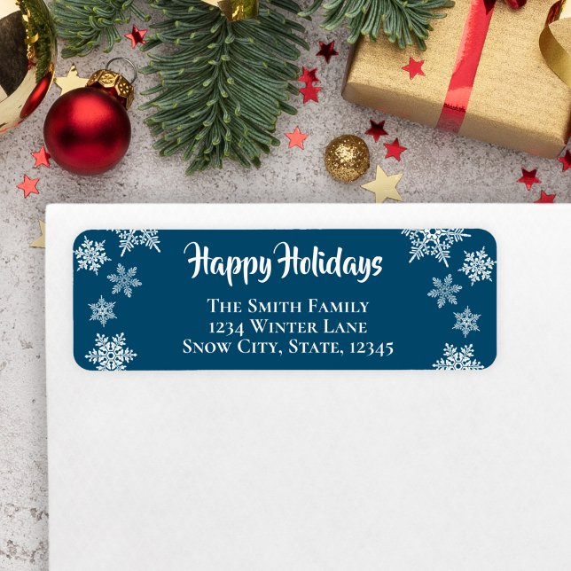 Étiquette Snowflake Holiday Adresse de retour (Snowflake Address Label for Holiday Cards)