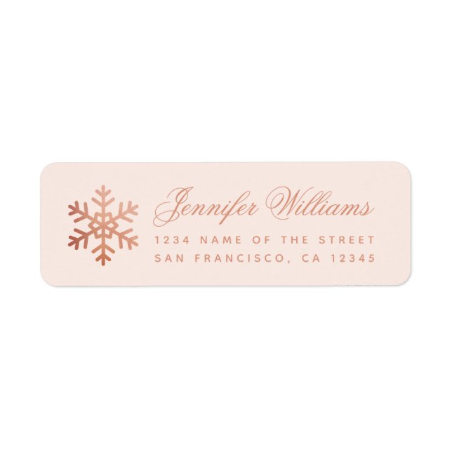 Étiquette Snowflake Pink & Rose Gold Elegant Script Holidays (Devant)
