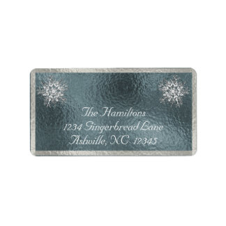 Étiquette Snowflake & Ribbon Holiday Return Address - Silver