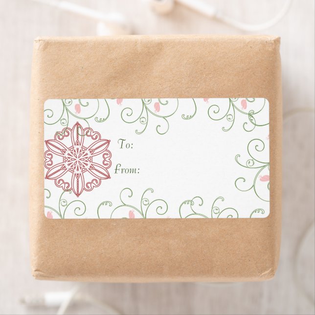 Étiquette Snowflake Swirl Cadeaux Noël Tags (En situation)