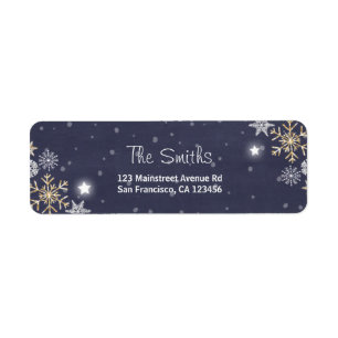 Étiquette Snowflakes d'hiver Adresse de retour Label Gold Si