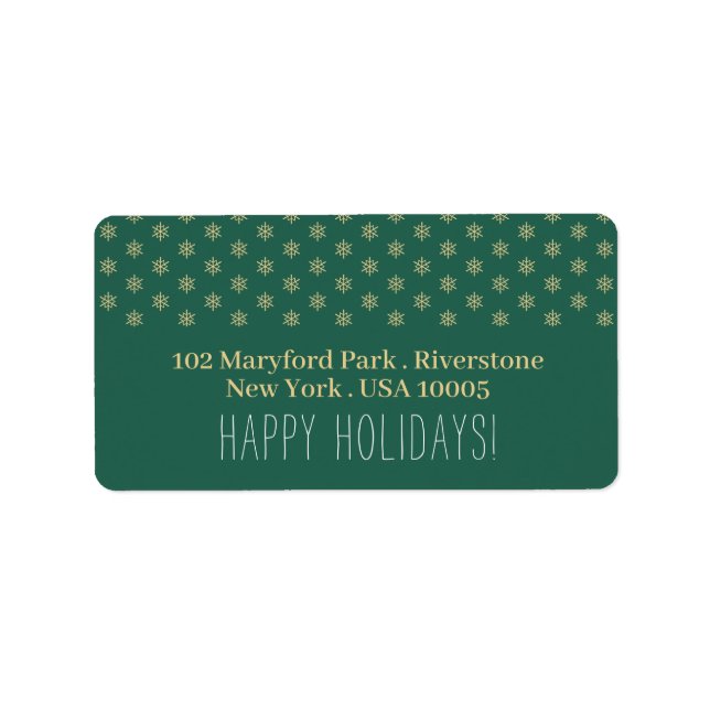 Étiquette Snowflakes en or, Noël (Devant)