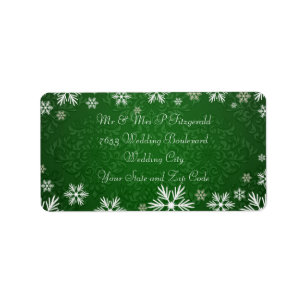 Étiquette Snowflakes et Green Mariage damassé
