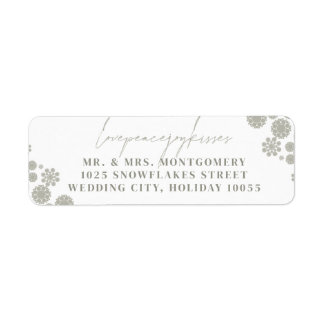 Étiquette Snowflakes Love Peace Joy Kisses Mariage Adresse