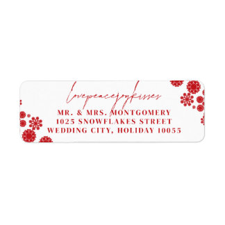 Étiquette Snowflakes Love Peace Joy Kisses Mariage Adresse