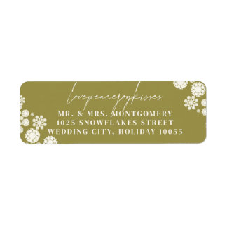 Étiquette Snowflakes Love Peace Joy Kisses Mariage Adresse