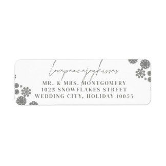 Étiquette Snowflakes Love Peace Joy Kisses Mariage Adresse
