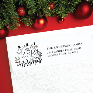 Étiquette Snowman Joyeux Noël