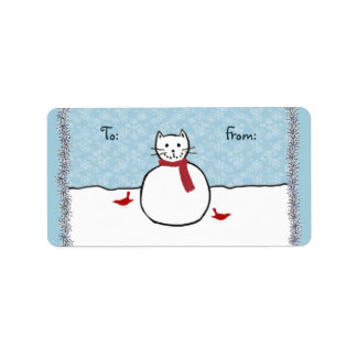 Étiquette Snowman Kitty Christmas Cadeaux Tags