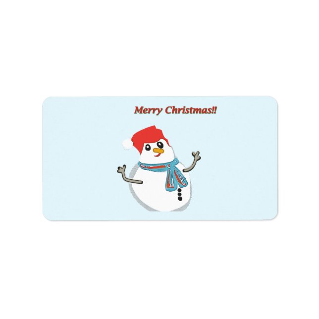 Étiquette Snowman. Merry Christmas. (Devant)