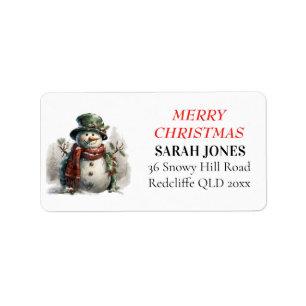 Étiquette Snowman mignonne Joyeux voeux de Noël