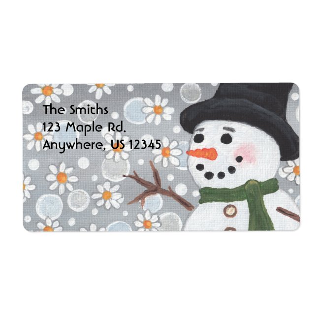 Étiquette Snowman Snowstorm, The Smiths123 Maple Rd.Quoi... (Devant)