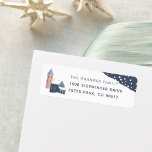 Étiquette Snowy Village Return Address Label<br><div class="desc">A cozy holiday return address label design with cute hygge vibes,  featuring a snowy Christmas village scene. Personalize with your family name and address.</div>