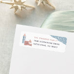 Étiquette Snowy Village Return Address Label<br><div class="desc">A cozy holiday return address label design with cute hygge vibes,  featuring a snowy Christmas village scene. Personalize with your family name and address.</div>