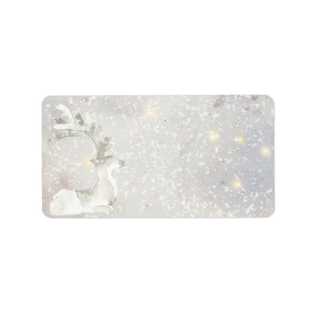 Étiquette Snowy Winter White Stag Mailing & Tagging Étiquett (Devant)