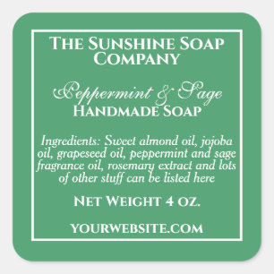 Étiquette soap vert simple et blanc