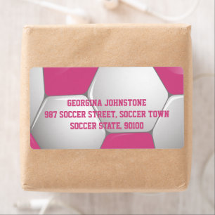 Étiquette Soccer Ball Pink and White