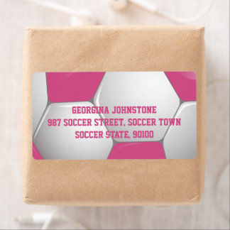 Étiquette Soccer Ball Pink and White