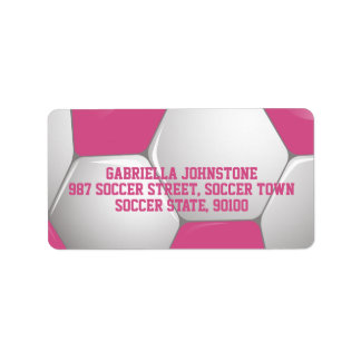 Étiquette Soccer Ball Pink and White