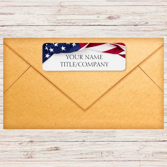 Étiquette Société de drapeau américain patriotique Nom  (Patriotic American Flag Company Name Labels)