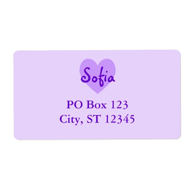 Étiquette Sofia en violet (Devant)