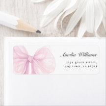 Soft Blush Pink Bow Return Address Labels