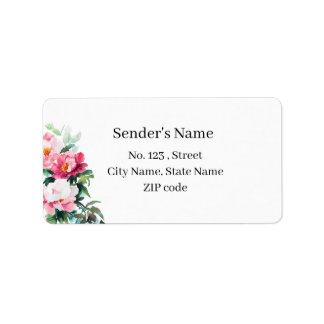 Étiquette Soft Pink Peony & Eucalyptus Floral Return Address