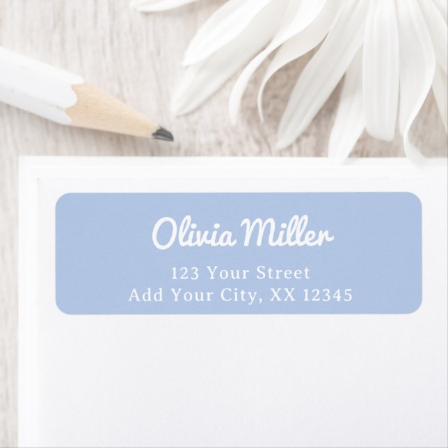 Étiquette Soft Sky Blue - Trendy Address Label (En situation)