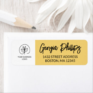 Étiquette Soft Yellow & White With Your Business Logo