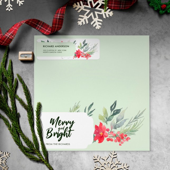 Étiquette Soirée de Noël sur le thème du feuillage botanique (Créateur téléchargé)