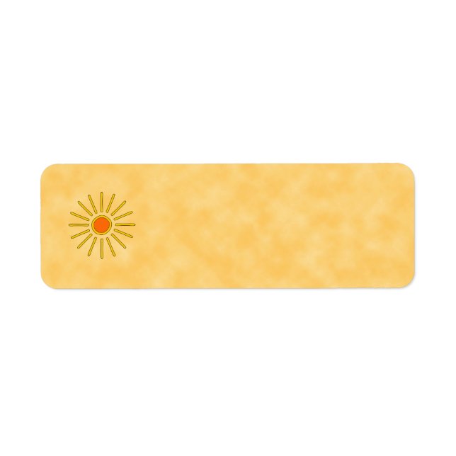 Étiquette Soleil d'été. Couleurs jaunes chaudes. (Devant)
