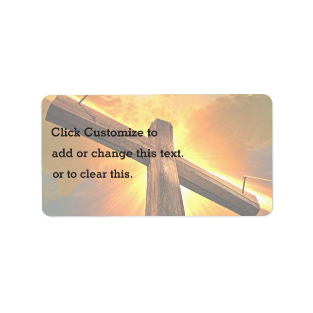 Étiquette Soleil Sur Une Croix En Bois (Devant)