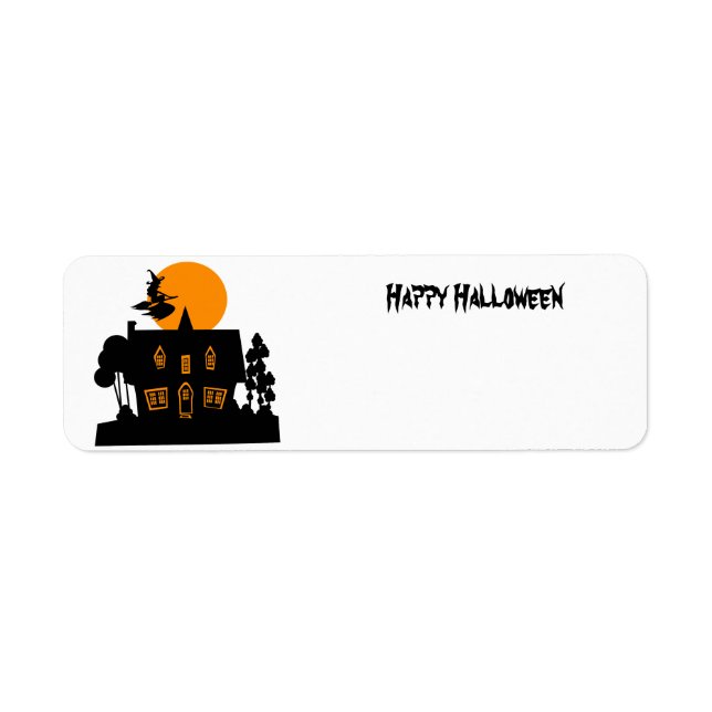 Étiquette Sorcière d'Halloween et maison hantée (Devant)