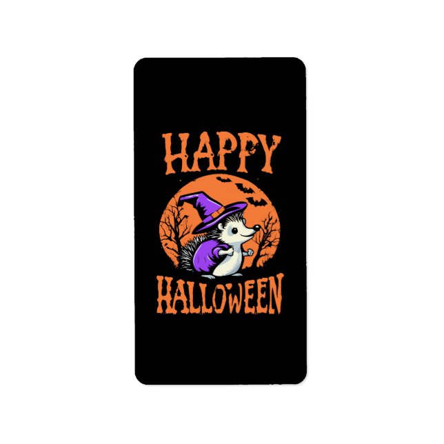 Étiquette Soricidé de l'Halloween Heureux Sorcière (Devant)