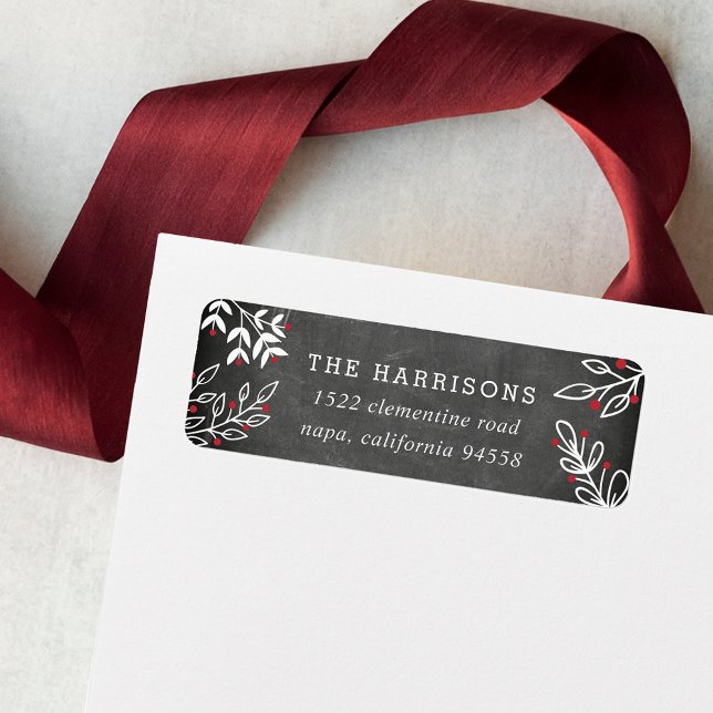 Étiquette Souhait joyeux | Chalkboard Holiday Adresse de ret (Créateur téléchargé)