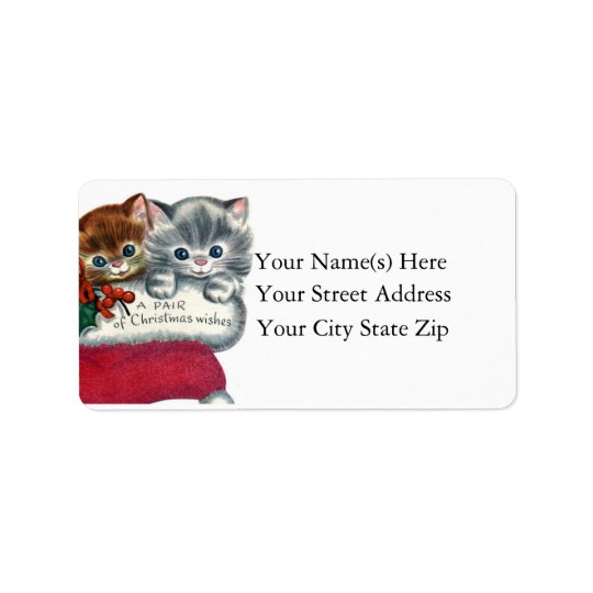 Étiquette Souhaits de Noël de Noël de chatons