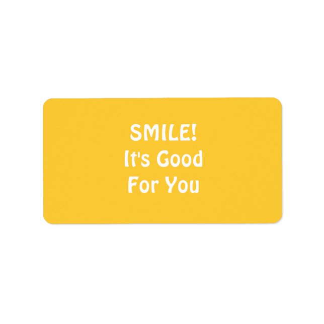 Étiquette SOURIRE ! C'est bon pour toi. Jaune. (Devant)