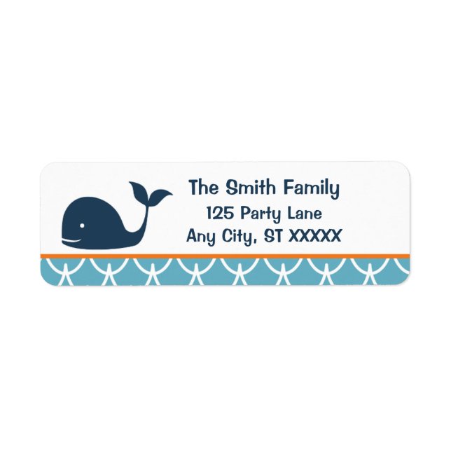 Étiquette Sous la mer, Whale Return Address Label (Devant)