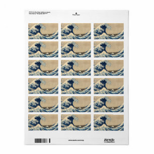 Étiquette Sous la vague au large de Kanagawa par Katsushika