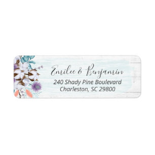 Étiquette Southern Country Cotton Boll Rustic Wood Adresse