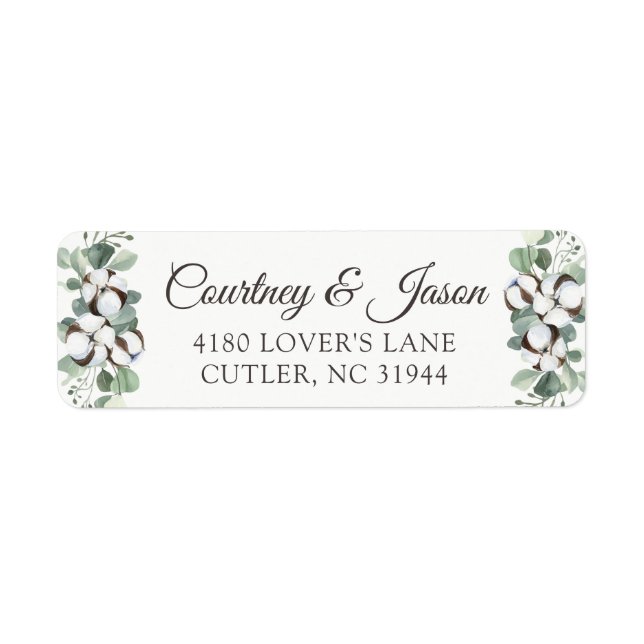 Étiquette Southern Country Cotton Boll Rustic Wood Adresse L (Devant)