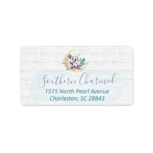 Étiquette Southern Floral Cotton Moon & Rustic Wood Adresse