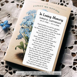 Étiquette Souvenirs funéraires Dieux Poème de jardin Personn