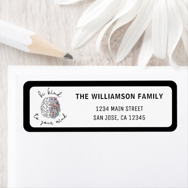 Étiquette Soyez Gentil À Votre Esprit Floral Cerveau Santé M (En situation)