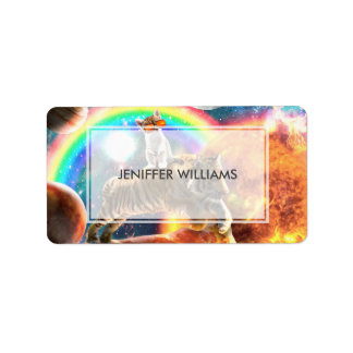 Étiquette Space Galaxy Cat Riding Tiger sur Pizza