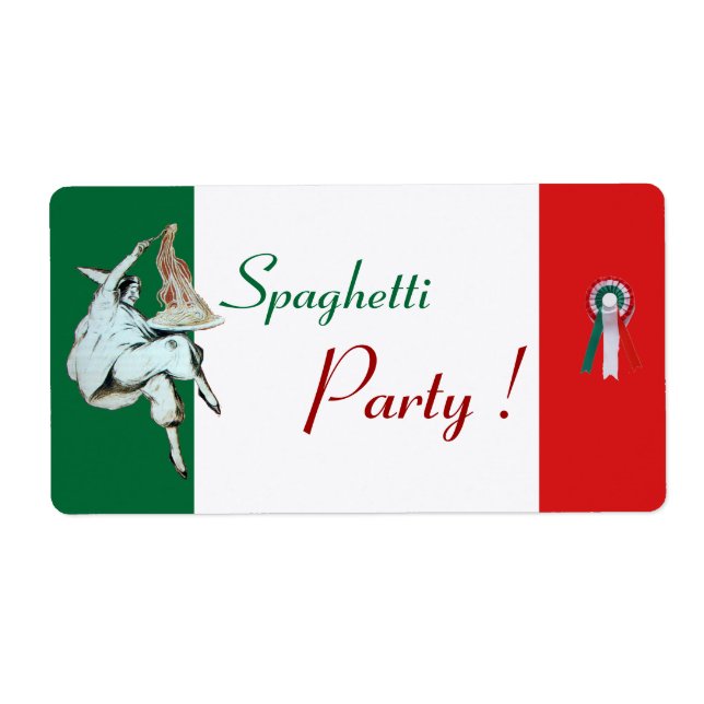 Étiquette SPAGHETTI PARTY CUISINE ITALIENNE, RESTAURANT vert (Devant)